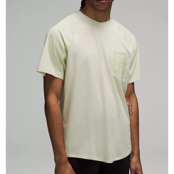Lululemon Ventilated Hiking Short Sleeve Shirt Dewy Mesh Gussets Pocket Large - Picture 1 of 11